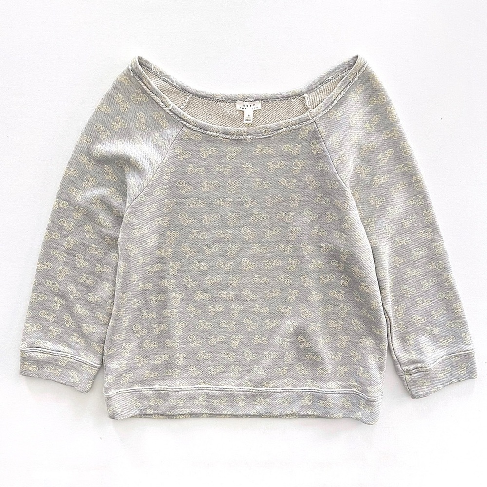 Soft Joie Banner Bicycle Print Terry Sweatshirt in Grey Size Large